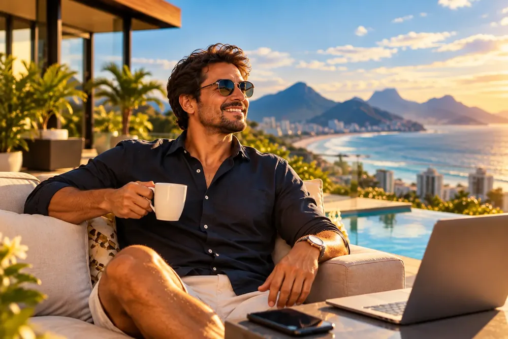 Homem sorridente e confiante, depois da transformação